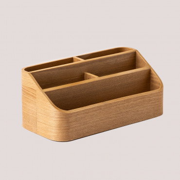Wooden Desk Organizer Bray Brown Natural Wood - Sklum