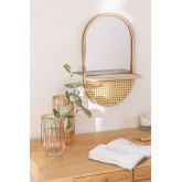 Pine Wood Oval Wall Mirror with Shelf Artem, thumbnail image 1