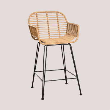 Eska Synthetic Rattan Garden High Stool Black & ↑65 Cm - Sklum