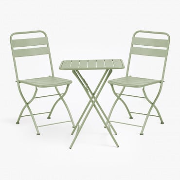 Folding Table Set (60x60 Cm) & 2 Folding Chairs Janti Iceberg - Sklum