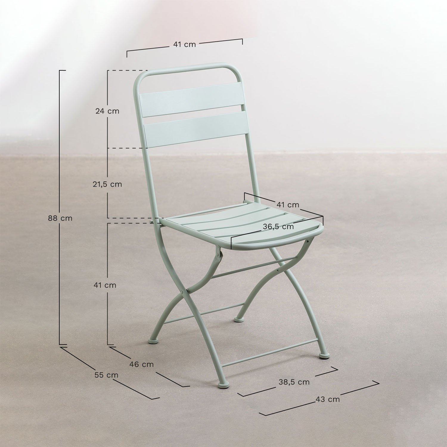 Folding Table Set (60x60 cm) & 2 Folding Chairs Janti , MEASURES