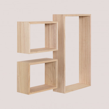 Set Of 3 Wooden Floating Shelves Ayale Natural - Sklum