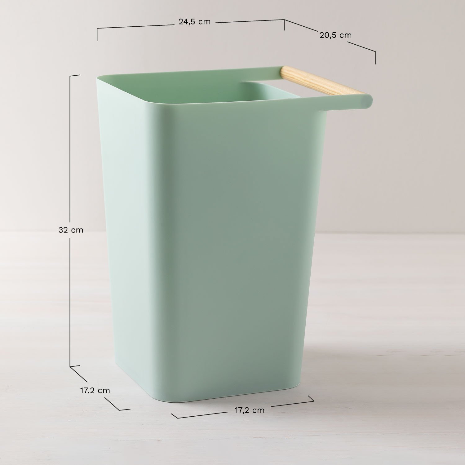 Polypropylene waste bin Doria, MEASURES