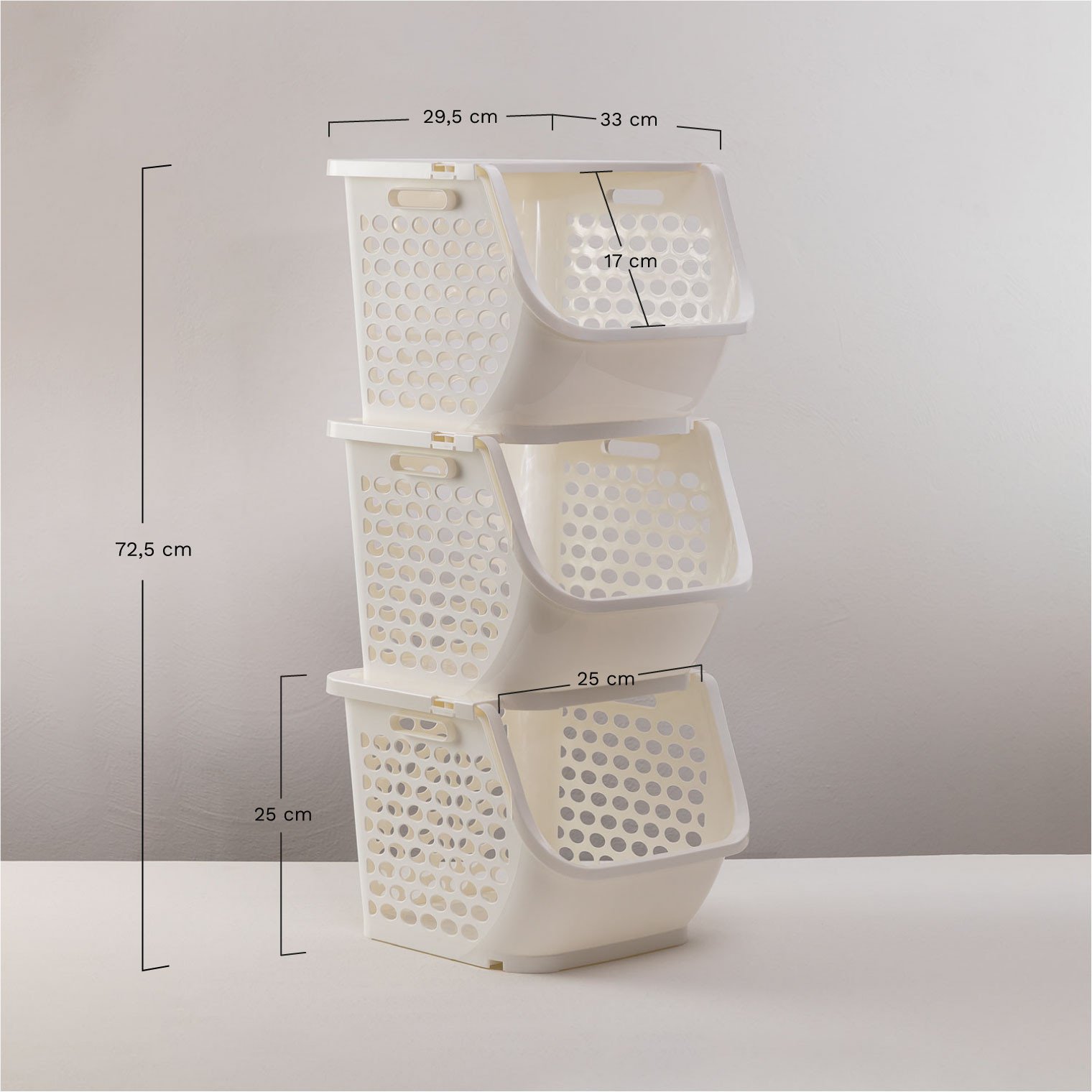 Set of 3 Bazyl storage baskets, MEASURES