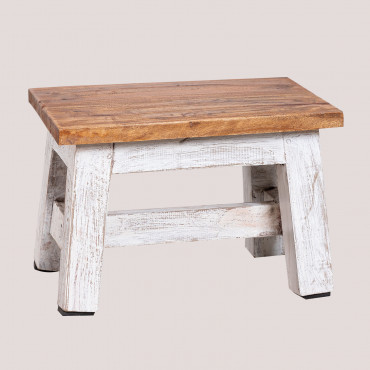 Abet Low Wooden Stool Recycled Wood - White Wood - Sklum