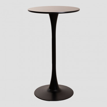 High Round Table In Mdf And Metal (ø60 Cm) Ivet Style Black - Sklum