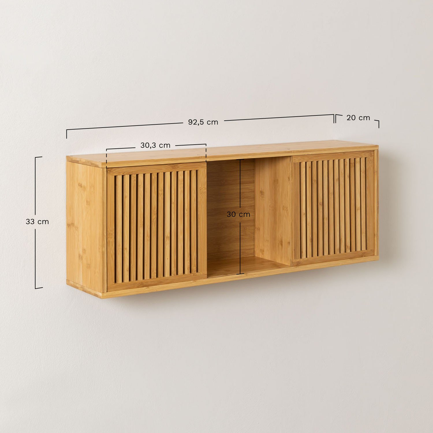Bamboo Wood Wall Shelf Albin, MEASURES