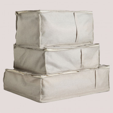 Set Of 3 Jamil Organizer Boxes Beige - Sklum