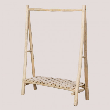 Teak Wood Coat Rack Fadyla Natural Wood - Sklum
