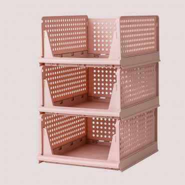 Set Of 3 Evadin Clothing Organizers Light Pink & ↑18,8 Cm - Sklum