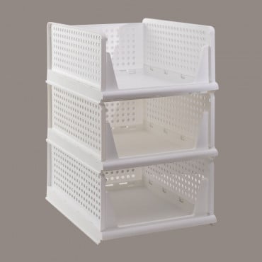 Storage Basket Evadin Set Of 3 White & ↑18,8 Cm - Sklum