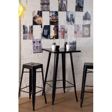 Set Of High Table & 2 High Stools Lix Black - Sklum