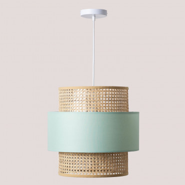 Satu Rattan Ceiling Lamp Celadon Green - Sklum