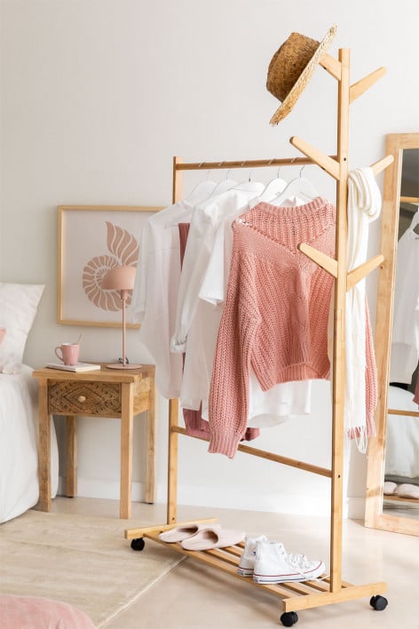 Bamboo Coat Rack on casters Bogart