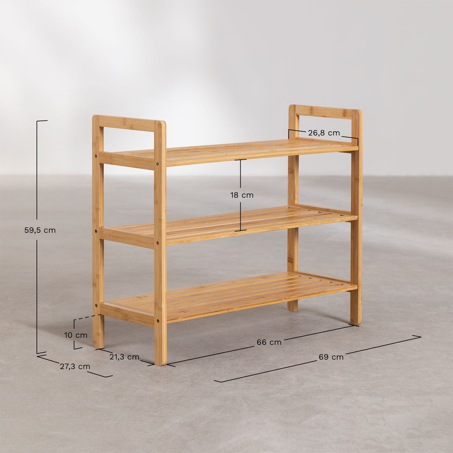 Bardott bamboo wood shoe cabinet, MEASURES