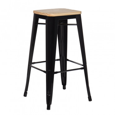 Wooden Bar Stool Lix Black & Natural Wood - Sklum