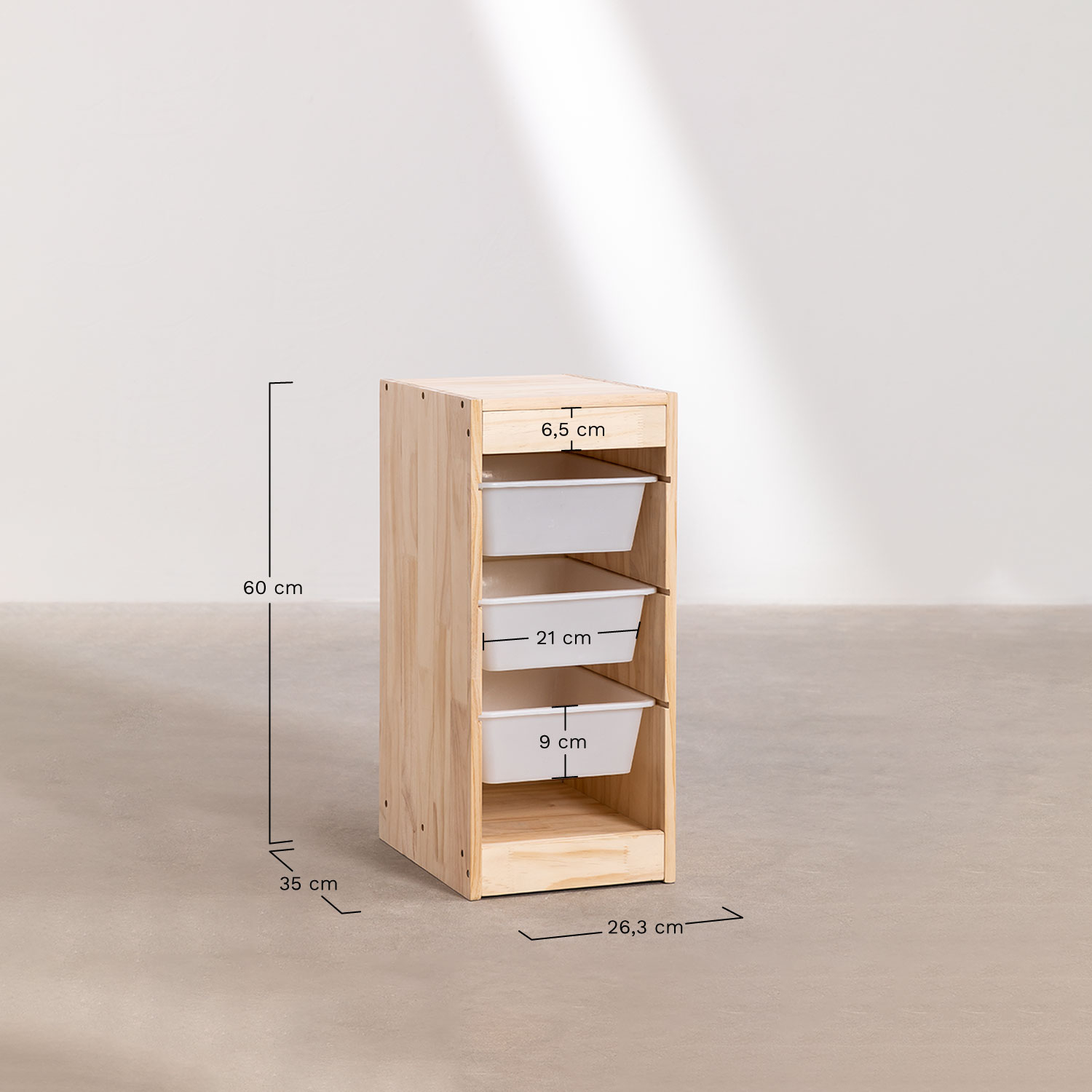 Nopik Kids pine wood storage module, MEASURES