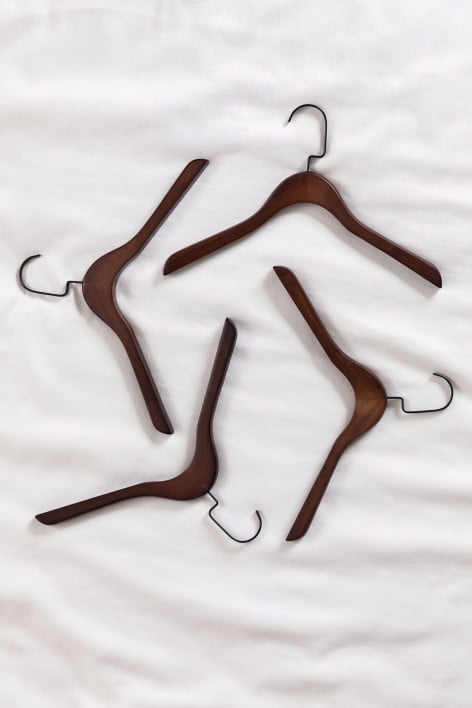 Pack of 4 Rita wooden and steel hangers - Dark Wood Brown
