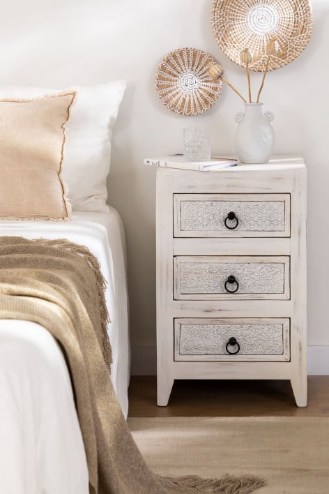 Bedside Table With Storage In Mango Wood Yulara - SKLUM