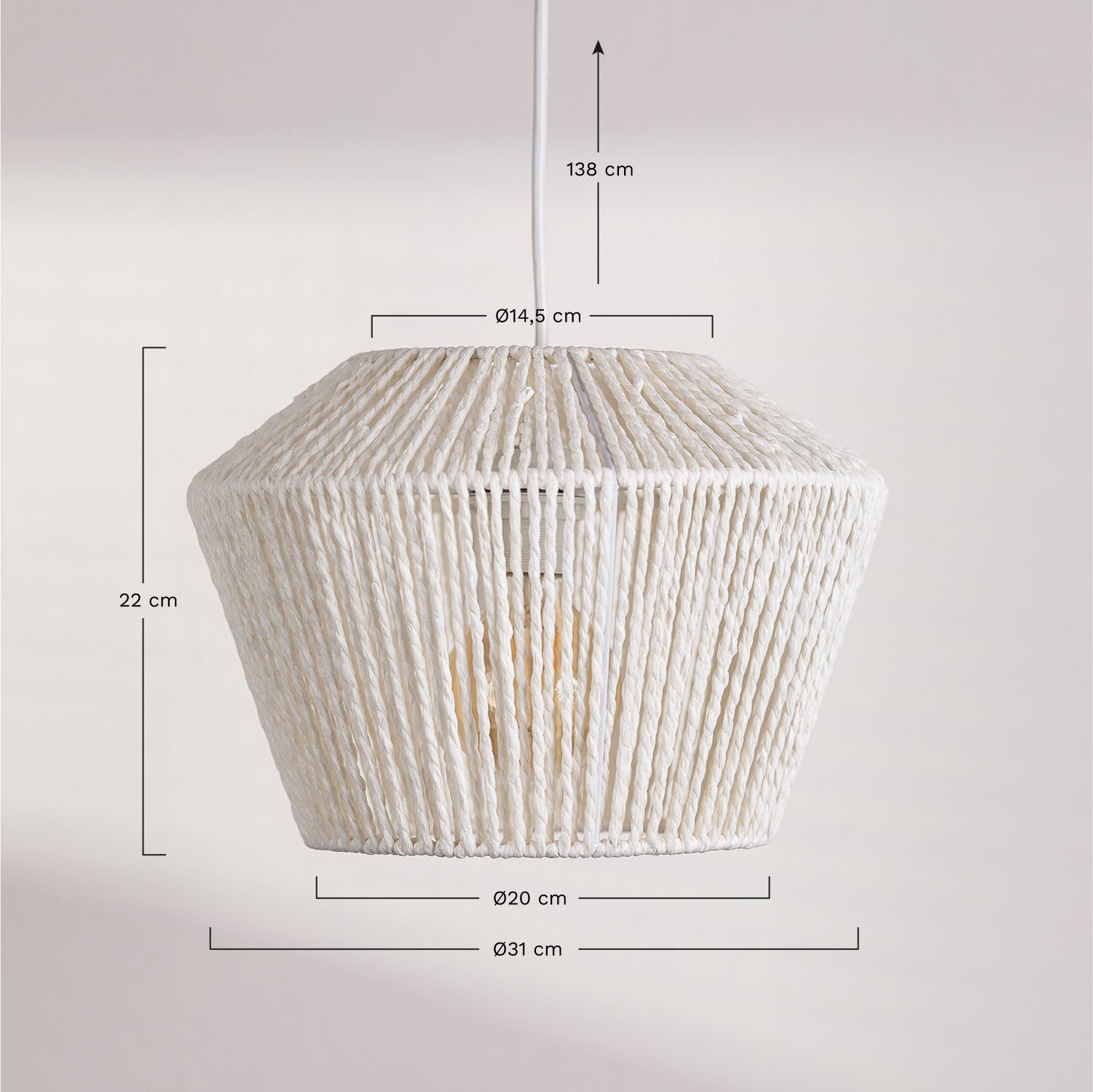 Woven paper ceiling lamp Libel, MEASURES