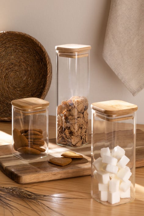 Set of 3 Valkey glass jars