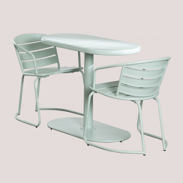 Set Of Oval Table & 2 Garden Chairs Janti Iceberg - Sklum