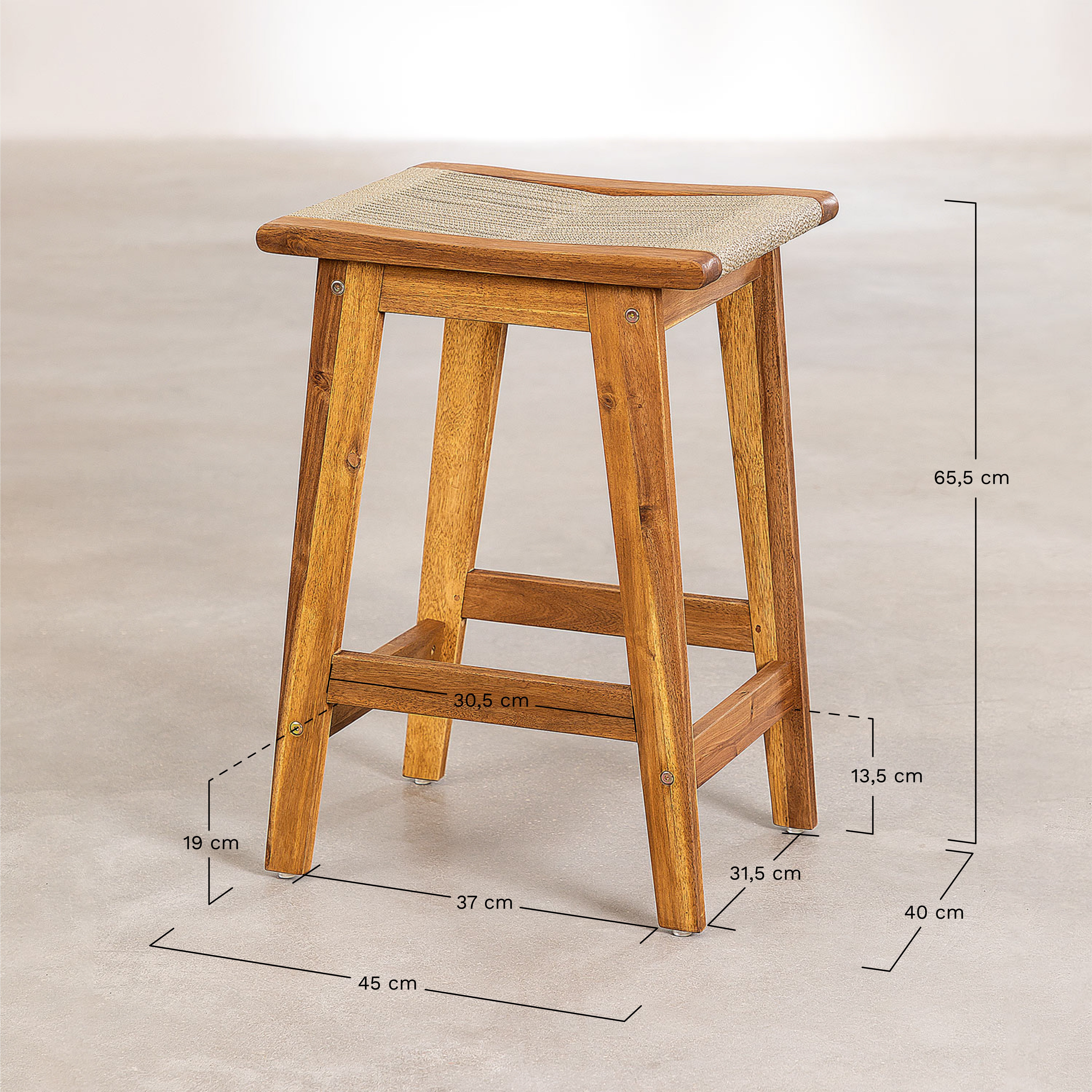 High Wooden Garden Stool 65 cm Tenay