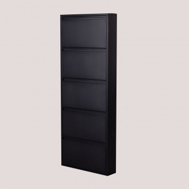 Logan Steel Shoe Rack Black & 5 Doors - Sklum