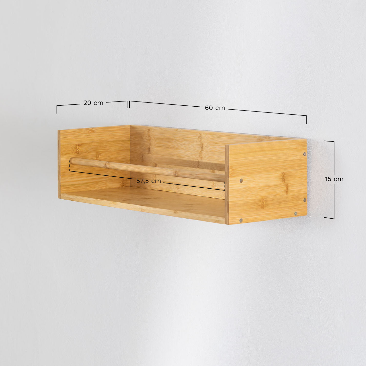 Bamboo Wall Shelf Gurgen , MEASURES