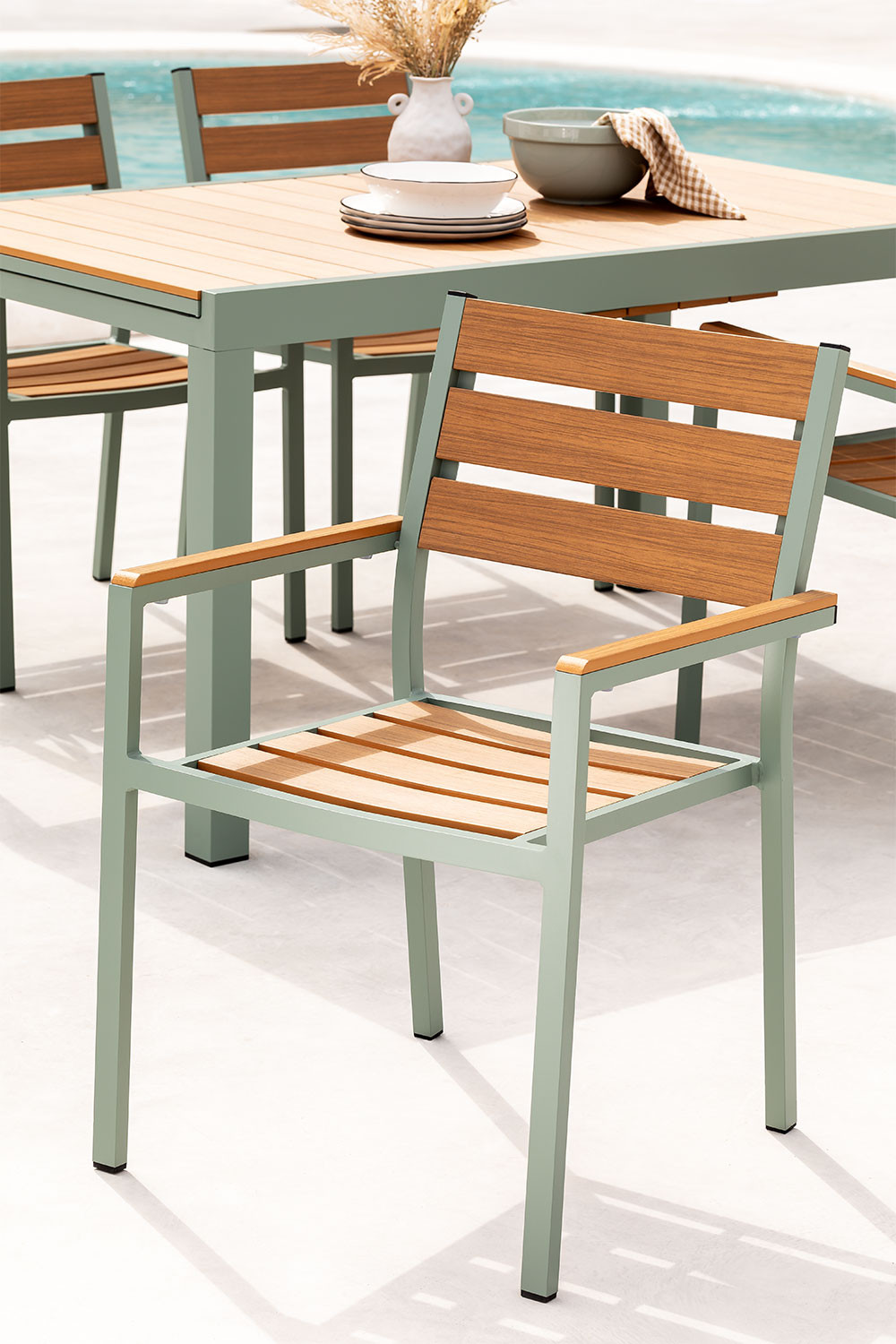 stackable garden chairs and table