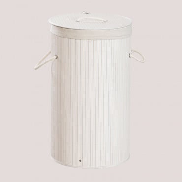 Bamboo Laundry Basket Irma White - Sklum