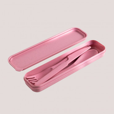 3 Pcs Portable Cutlery Gedek Pink Peony - Sklum