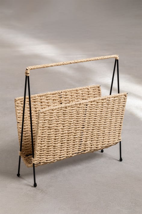 Nerin magazine rack in metal and woven paper