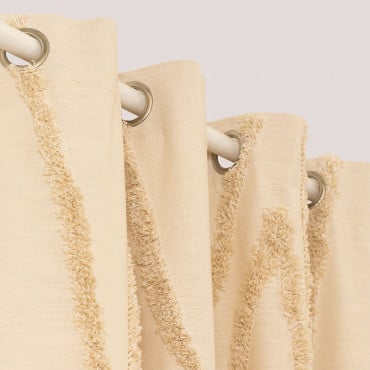 Cotton Curtain Jasper Beige Cream & 140 X 260 Cm - Sklum