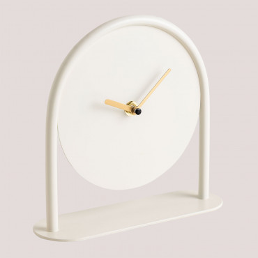 Anuket Metal Table Clock Gardenia White - Sklum