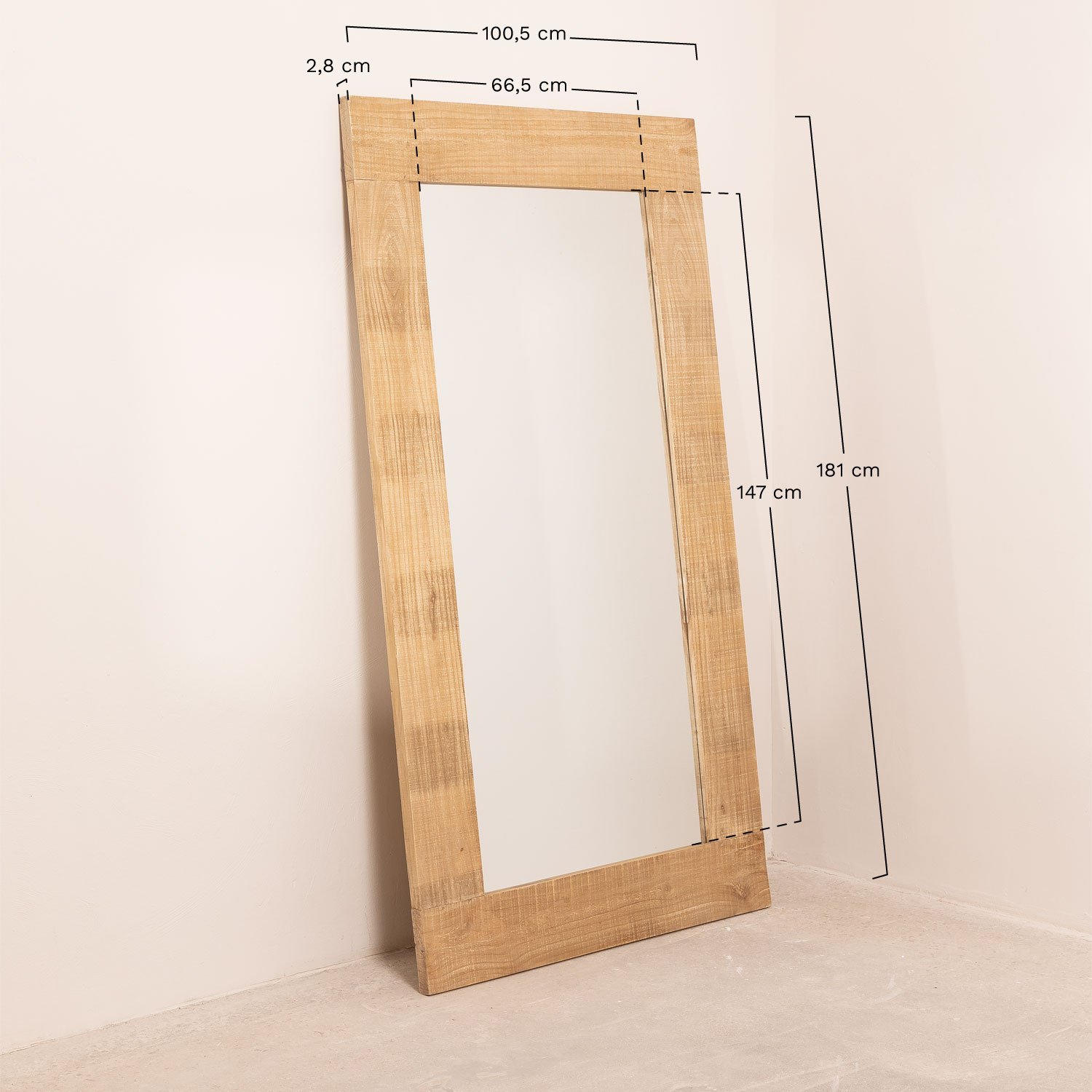 Rectangular Wooden Wall Mirror (100 x 180 cm) Ati SKLUM