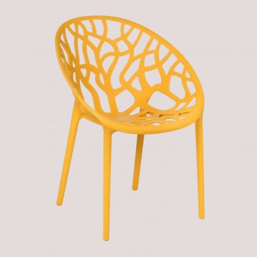 Pack Of 4 Stackable Garden Chairs In Polypropylene Ores Mustard - Sklum