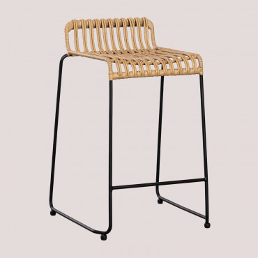Pack Of 4 High Garden Stools In Synthetic Rattan Aroa ↑65 Cm & Black - Sklum