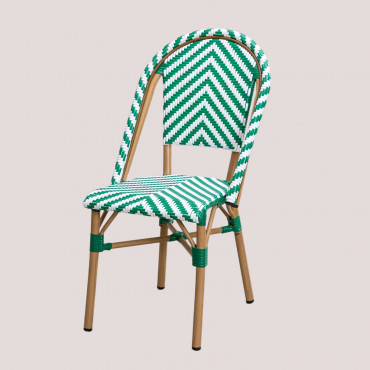 4-pack Of Stackable Garden Chairs In Synthetic Wicker Kalian Bistro Green Amazon - Sklum