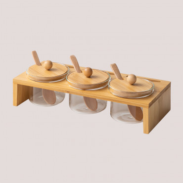 Kitchen Condiment Dispenser Jael Natural Wood - Sklum