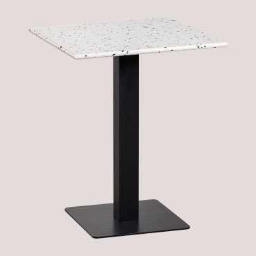 Square Terrazo Bar Table Praline(60x60 Cm) White - Sklum