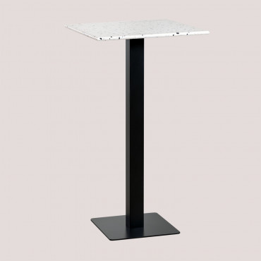 Square High Bar Table In Terrazzo (60x60 Cm) Praline White - Sklum
