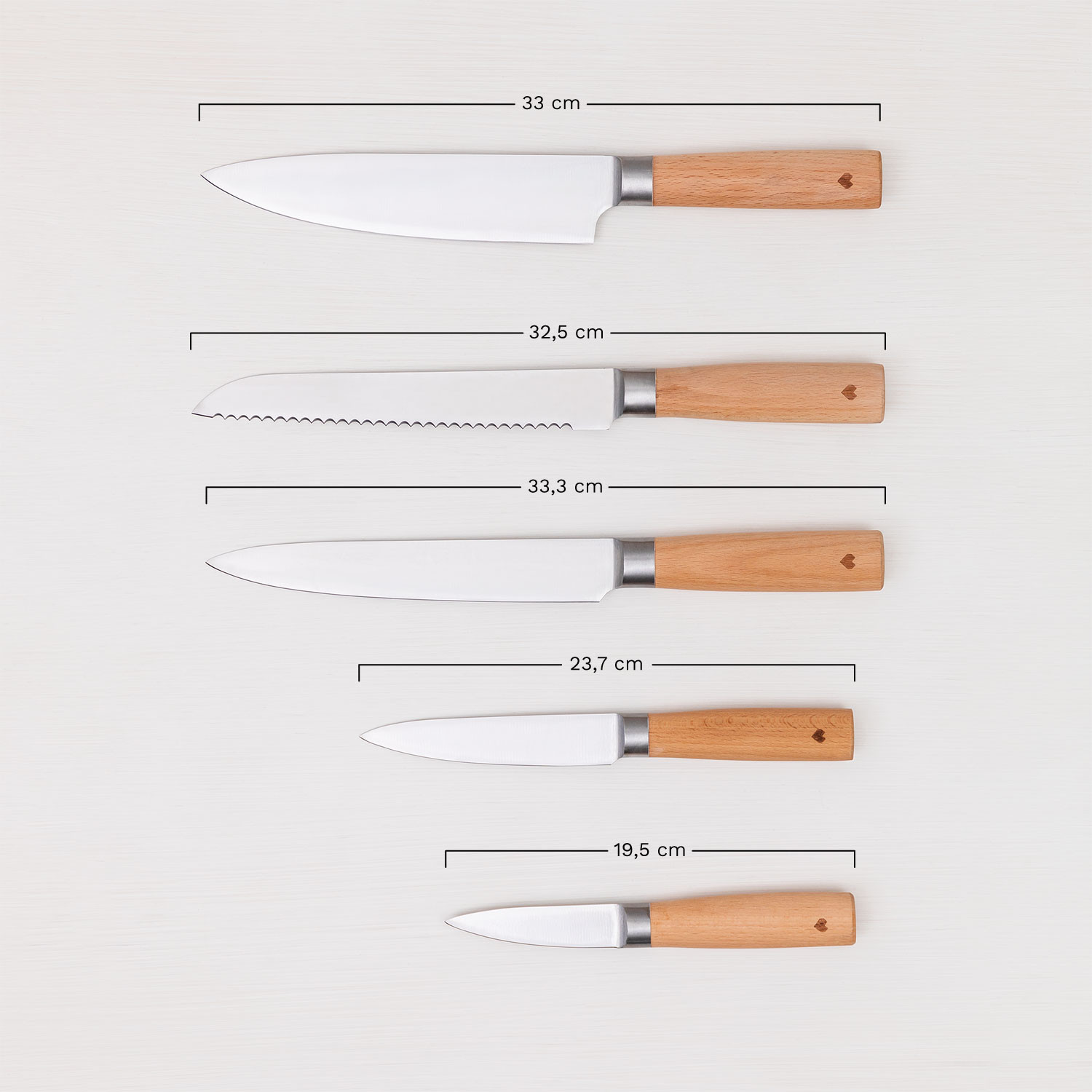 Kitchen Knives Set with Wood Block Dantte SKLUM