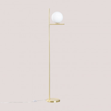 Iron Floor Lamp With Garland Crystal Ball Golden - Sklum