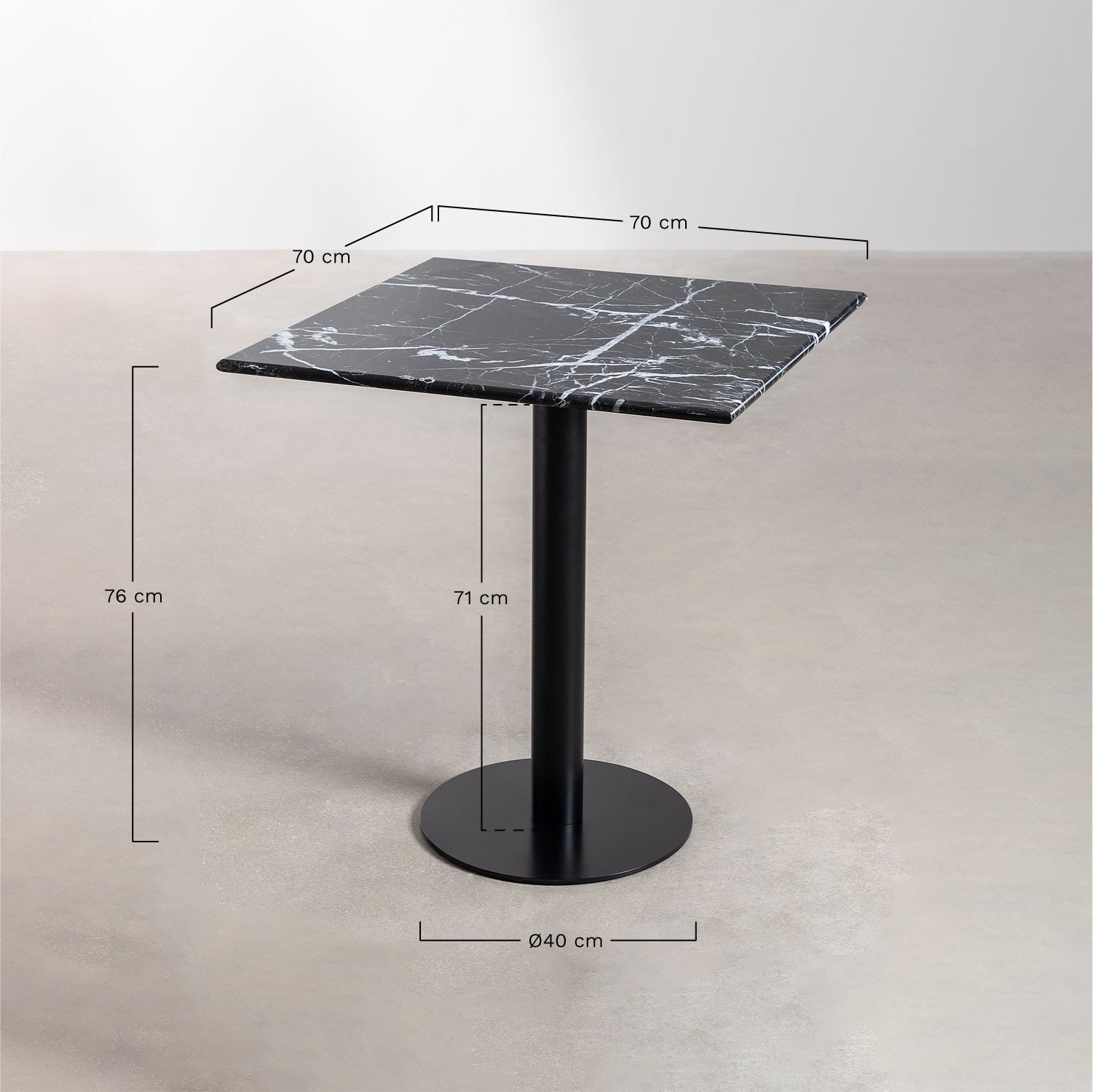 Square Rocher marble bar table, MEASURES