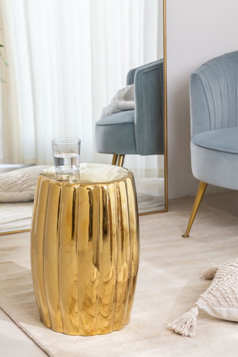 Auxiliary Ceramic Table Ø28 cm Metallized Tim