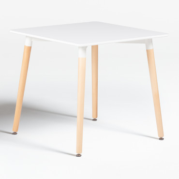 Square Dining Table In Beech Wood And Mdf (80x80 Cm) Royal White - Sklum