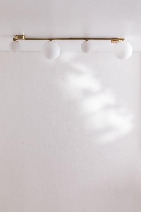 Iron ceiling light with 4 Uvol glass balls