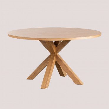 Round Dining Table In Mdf (ø140 Cm) Pleven Natural Wood - Sklum