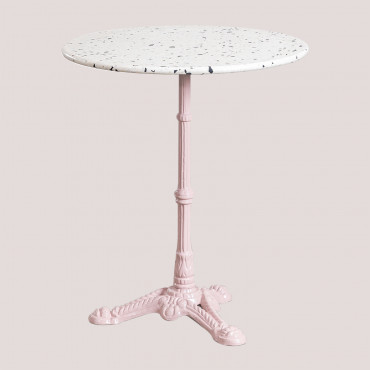 Round Terrazzo Bar Table (ø60 Cm) Volutto Cotton Candy Rose - Sklum